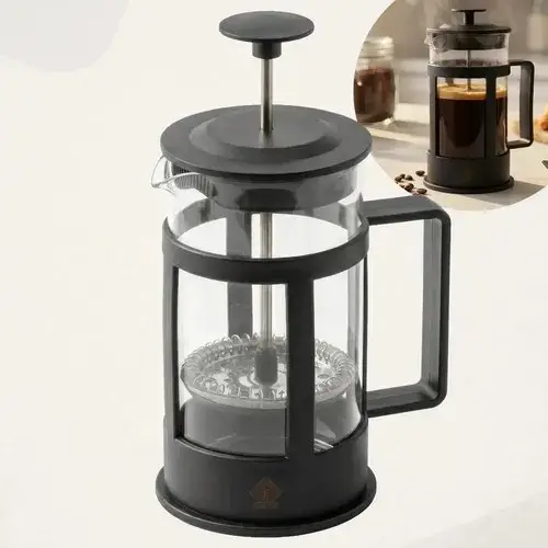 Cafeteira Prensa Francesa Cremeira 350ml Café Expresso Leite Cremoso Chá Tragaluz Cor Preto