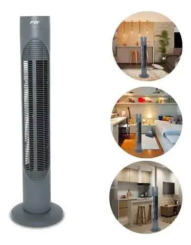 Ventilador Torre Fix 86cm Silencioso Preto Oscilação 3 Velocidades